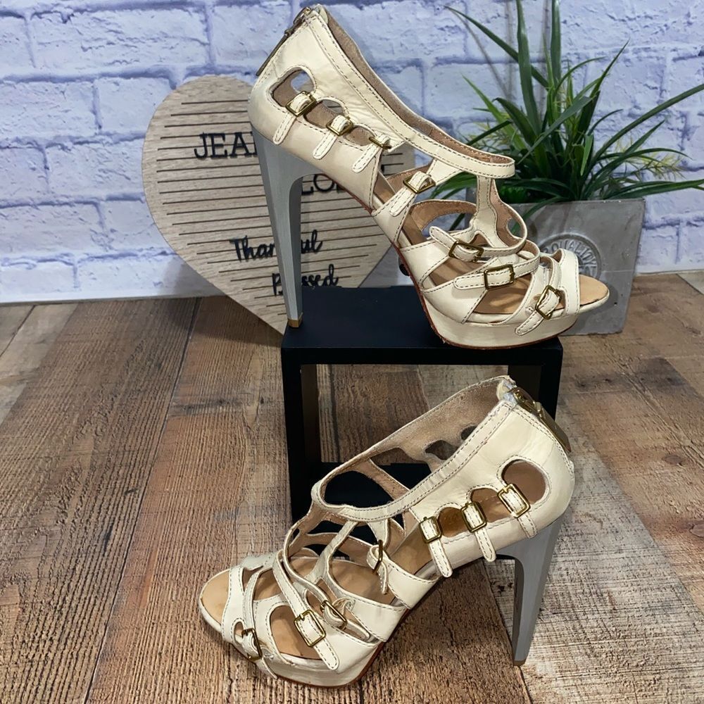 $325 L.A.M.B LAMB DAVIN Natural Leather Designer Fashion Strappy Pumps 10 - Picture 3 of 13
